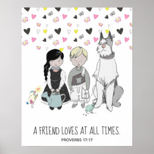 Poster Un ami aime en tout temps les enfants