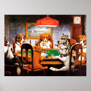 Poster Un ami dans le besoin C M Coolidge Chiens jouant a