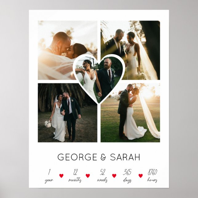 Poster Un an ensemble Anniversaire de mariage 5 Photo (Devant)