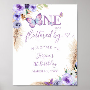 Poster Un an Flutted Butterfly 1er anniversaire Bienvenue