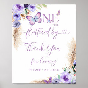 Poster Un an Flutted Butterfly Anniversaire Merci