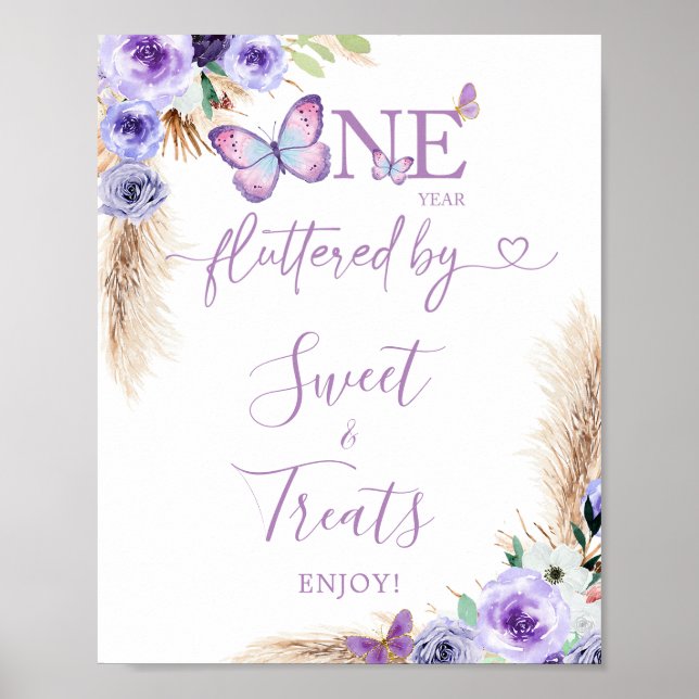 Poster Un an Flutted Butterfly Anniversaire Sweet Treat (Devant)