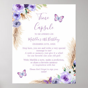 Poster Un an Flutted Butterfly Birthday Time Capsule