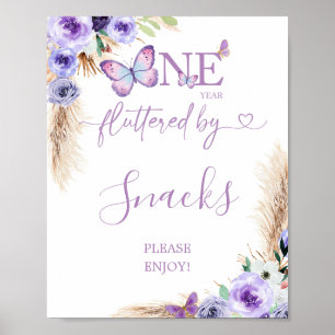Poster Un An Flutted Butterfly Premier Anniversaire Snack