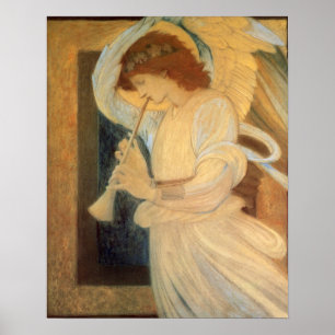 Poster Un ange joue à Flageolet par Burne Jones