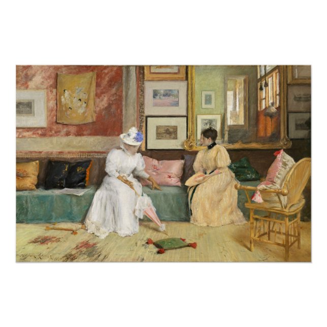 Poster Un appel amical, 1895 (huile sur toile) (Devant)