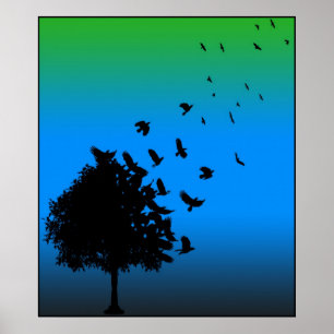 Poster Un arbre des corbeaux