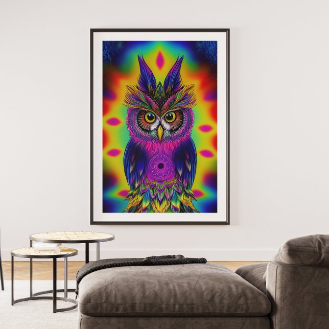 Poster un art abstrait coloré de hibou (Créateur téléchargé)