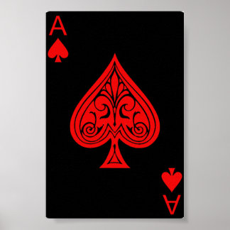 Poster Un As de pique noir et rouge.