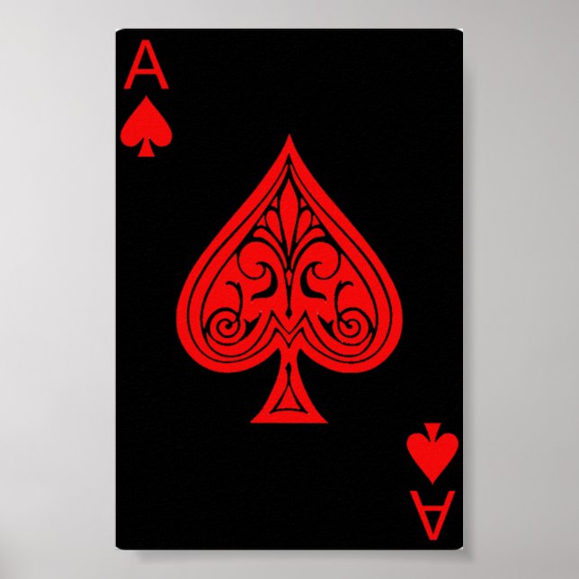 Poster Un As de pique noir et rouge. (Devant)