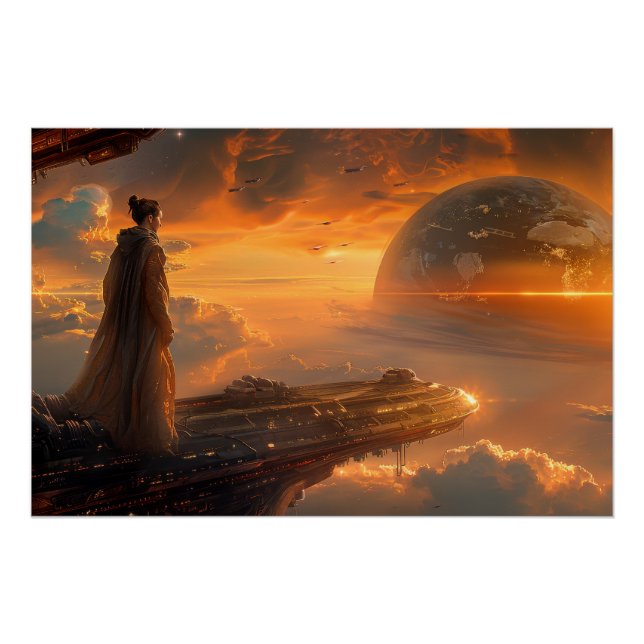 Poster Un astronaute au Viewport (Devant)