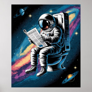Poster Un astronaute aux toilettes