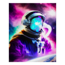 Un astronaute coloré dans l'espace extra-atmosphér