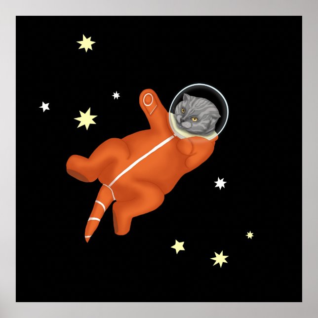 Poster Un astronaute de chat dans une combinaison spatial (Devant)