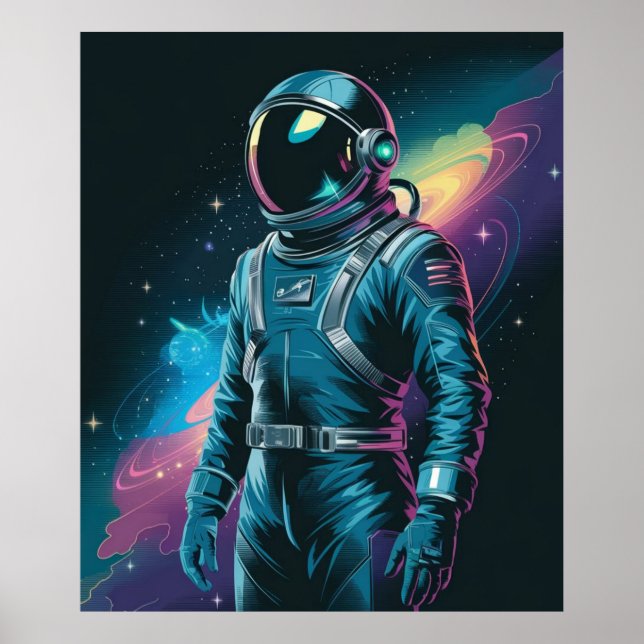 Poster Un astronaute en combinaison futuriste (Devant)