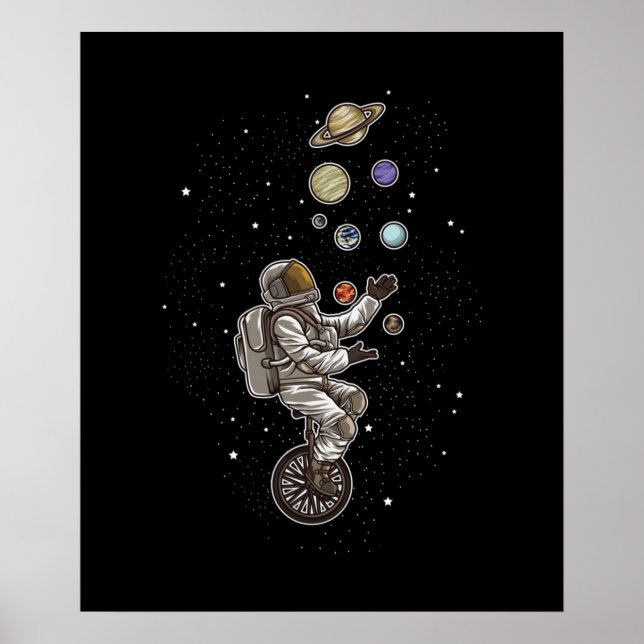 Poster Un Astronaute Jumelle Des Planètes Sur Un Spaceman (Devant)