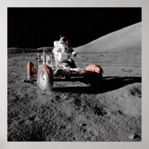 Poster Un astronaute sur Moon Rover pendant la mission Ap