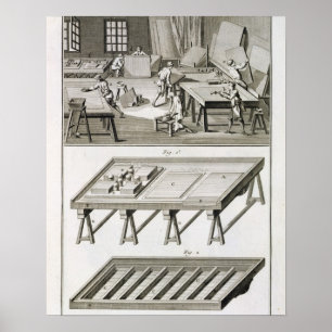 Poster Un atelier de fabricant de miroirs et des outils,