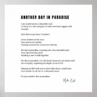 Un autre jour dans le poème paradisiaque art mur n