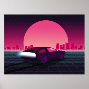 Poster Un avenir rétro. arrière - plan sci-fi style année