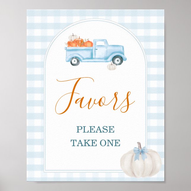 Poster Un Baby shower De Camion Bleu Un Peu Citrouille Es (Devant)