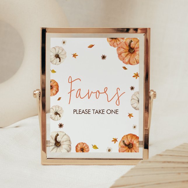 Poster Un Baby shower Un Peu Citrouille (Fall Pumpkin Baby Shower Favors Sign)