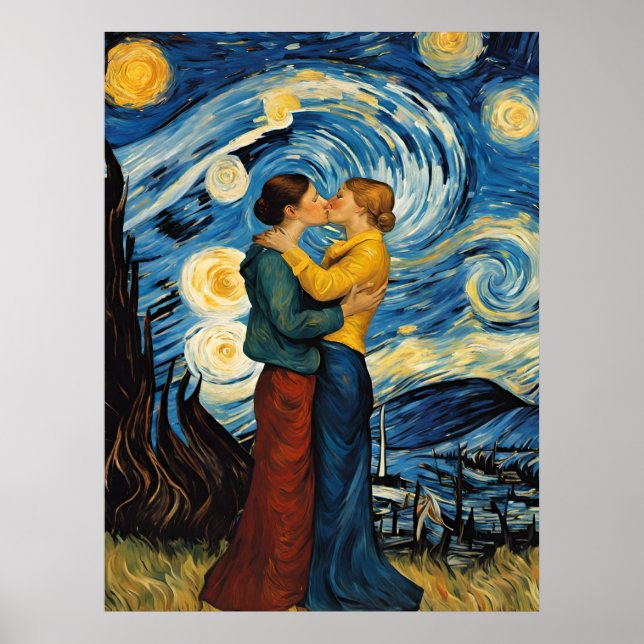 Poster Un baiser dans la nuit étoilée (Devant)