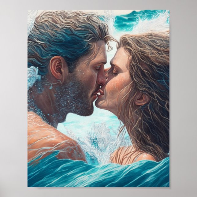 Poster Un baiser dans les vagues (Devant)