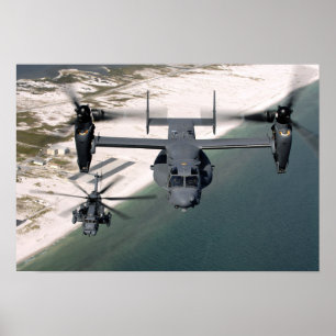 Poster Un balbuzard CV-22 et un MH-53 pavent le bas
