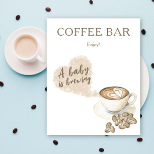 Poster Un bar à café pour baby shower où un bébé est en p