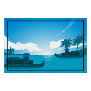 Poster Un bateau dans la mer-18530