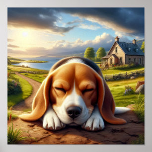 Poster Un Beagle de charme dans une campagne rustique