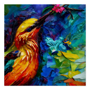 Poster Un Beau Colibri Peinture Média Mélange
