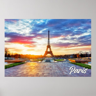 Poster Un Beau Coucher De Soleil Sur Paris, France
