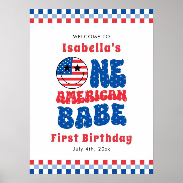 Poster Un bébé américain 4 juillet fête de premier annive (Devant)