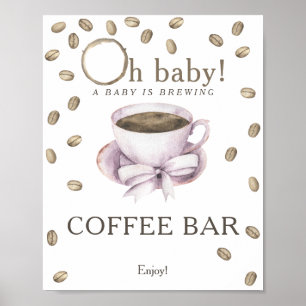 Poster Un bébé brasse du baby shower Café bar