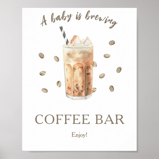 Poster Un bébé brasse du baby shower Café bar (Devant)