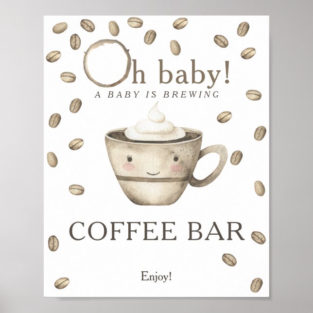 Poster Un bébé brasse du baby shower Café bar (Devant)
