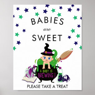 Poster Un Bébé brasse Halloween Baby shower Favoriser