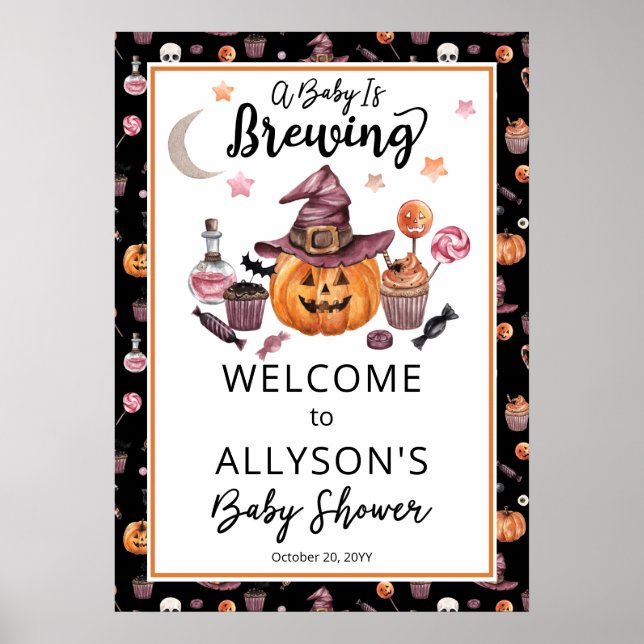 Poster Un bébé brasse Jack-O-Lanterne Douche Halloween (Devant)