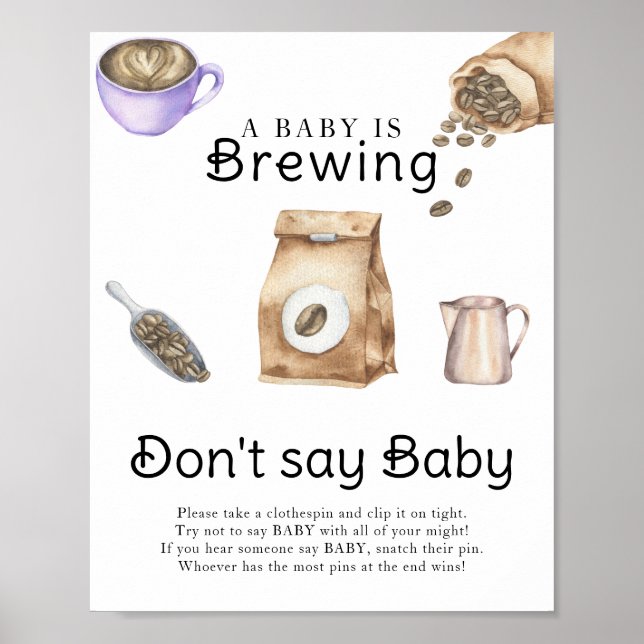 Poster Un bébé brasse une tasse de café Ne dites pas bébé (Devant)