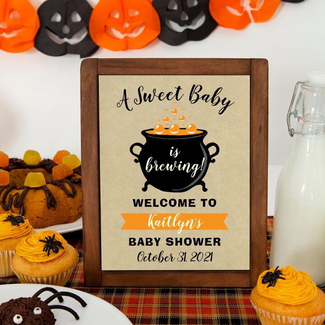 Poster Un Bébé Doux Brasse Le Baby shower D'Halloween (Créateur téléchargé)