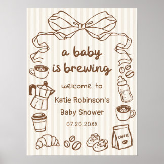 Poster Un bébé prépare un café Baby Shower de bienvenue