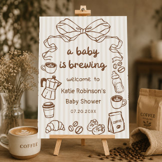 Poster Un bébé prépare un café Baby Shower de bienvenue