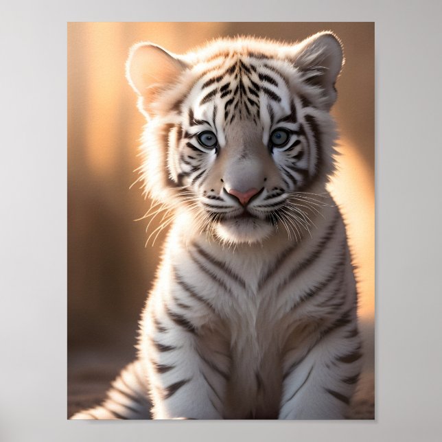 Poster Un bébé tigre blanc mignon (Devant)