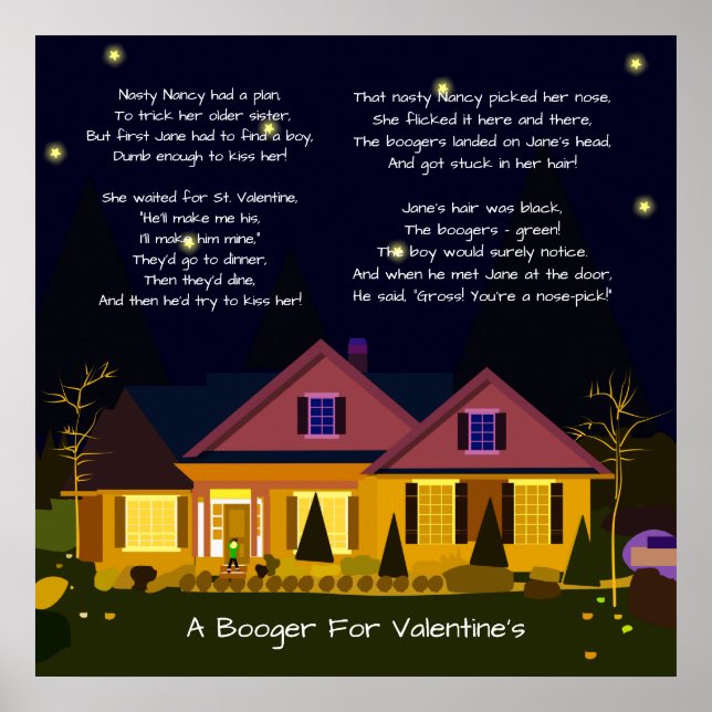 Poster Un Booger pour le poème de la Saint Valentin ou du (Devant)