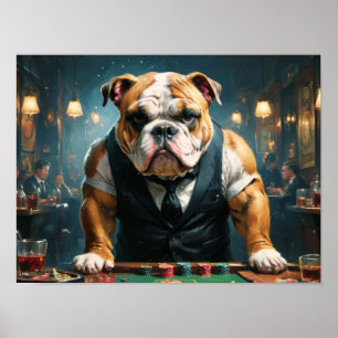 Poster Un bouledogue anglais comme croupier dans un casin