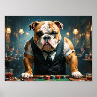 Poster Un bulldog anglais comme croupier dans un casino -