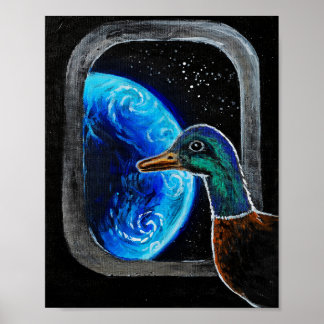 Poster Un canard envoyé dans l'espace extra-atmosphérique