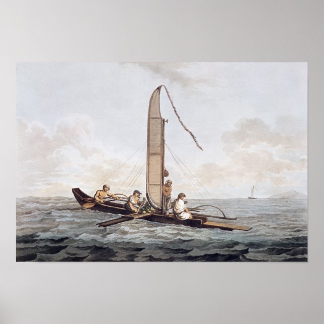 Poster Un canot à voile d'Otaheite (Devant)